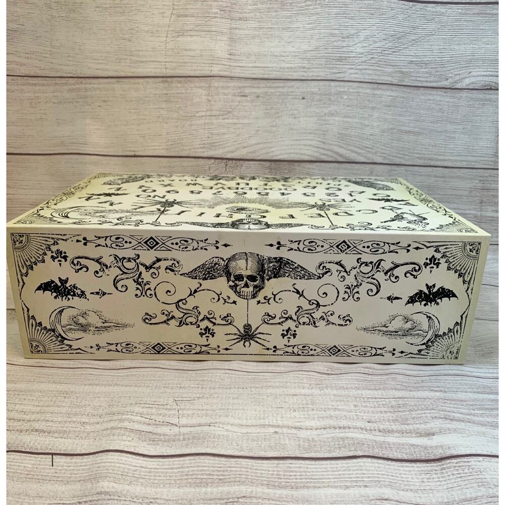 Punch Studio Ouija Board Cream Black Storage Box Cream Halloween 17"x11 3/4"